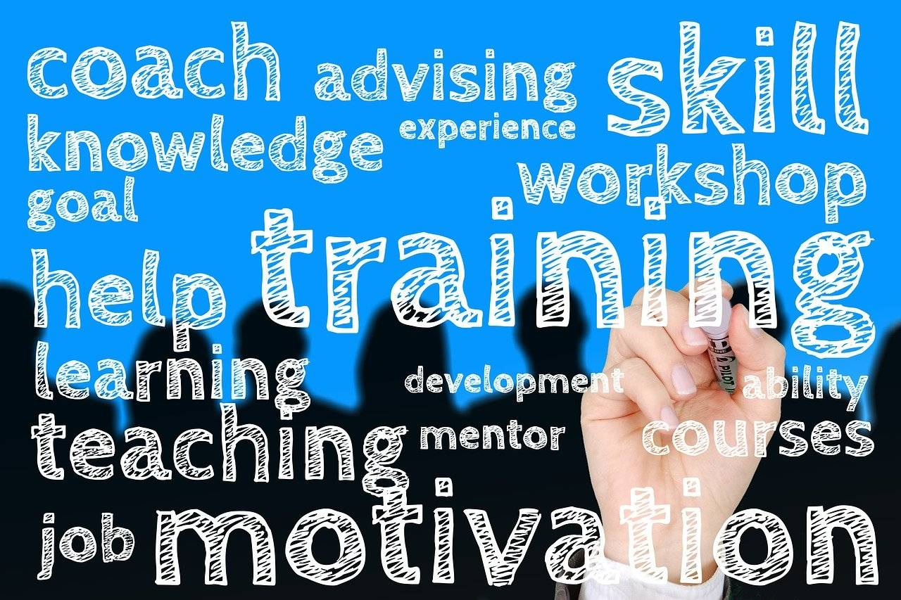 word cloud of words like advising, training, skill